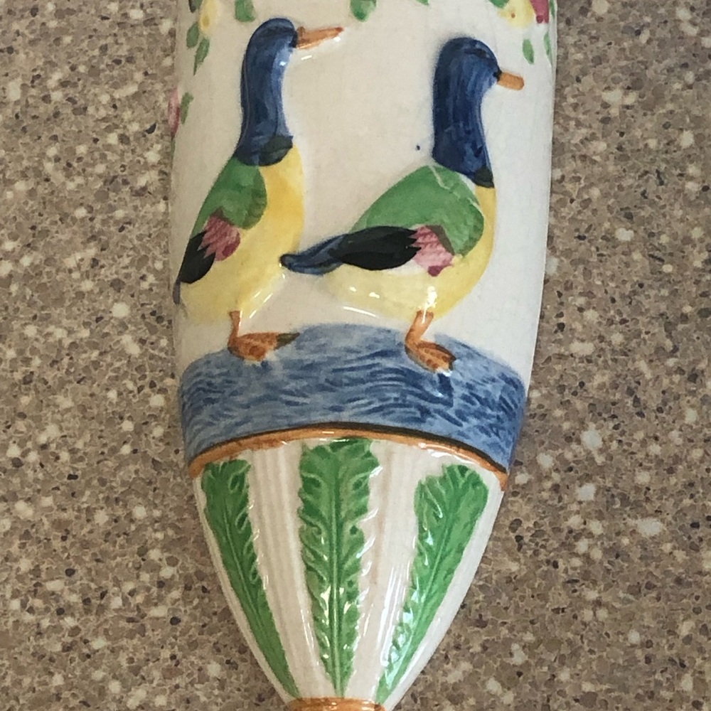 Vintage Japan Cone Shaped Ducks Wall Pocket